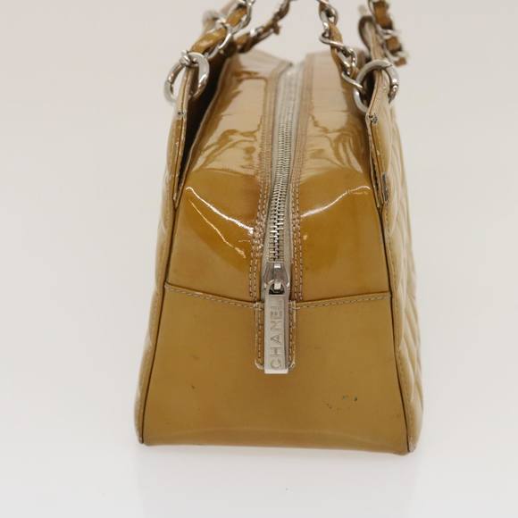 CHANEL Choco Bar Chain Shoulder Bag Enamel Beige CC Auth jk1646 - Picture 4 of 16